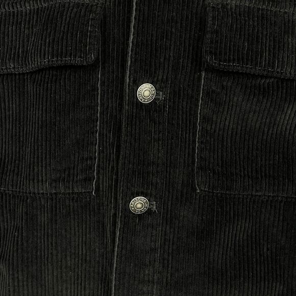 Black Corduroy Shirt Jacket Men’s SZ M Pockets Cotton Casual Streetwear Retro - Picture 11 of 13
